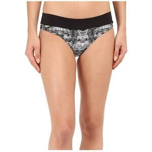 Soybu Black Bikini Athletic Bottom LARGE Geometric Print Modest Sporty NEW